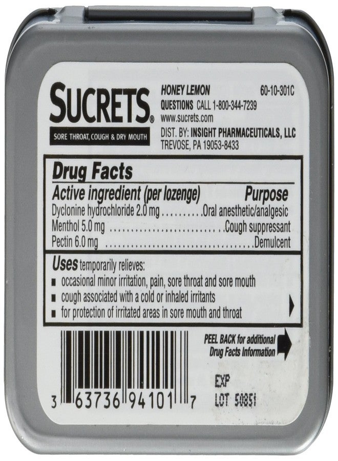 Sucrets Lozenges, Sore Throat & Cough Honey Lemon, 18 ct (Pack of 1) - Image 2